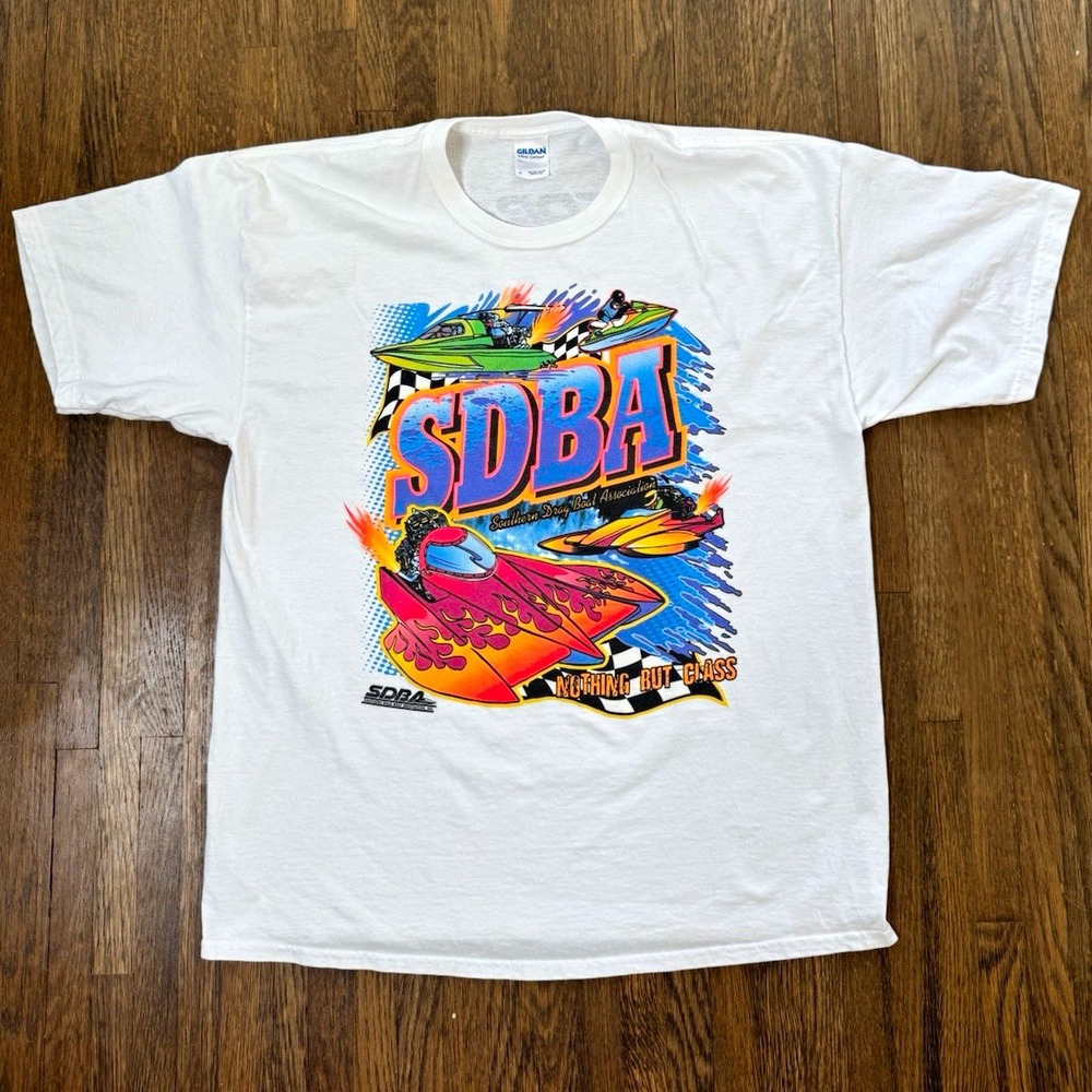 SDBA Southern Drag Boat Racing Association Racing T-Shirt XL White Gildan